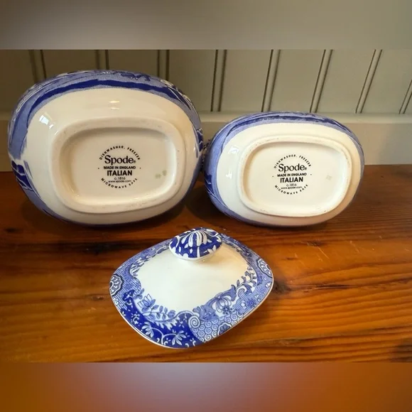 Spode Blue Italian Sugar Box and Cream Jug Set Earth wear. Sugar and creamer - Picture 7 of 7